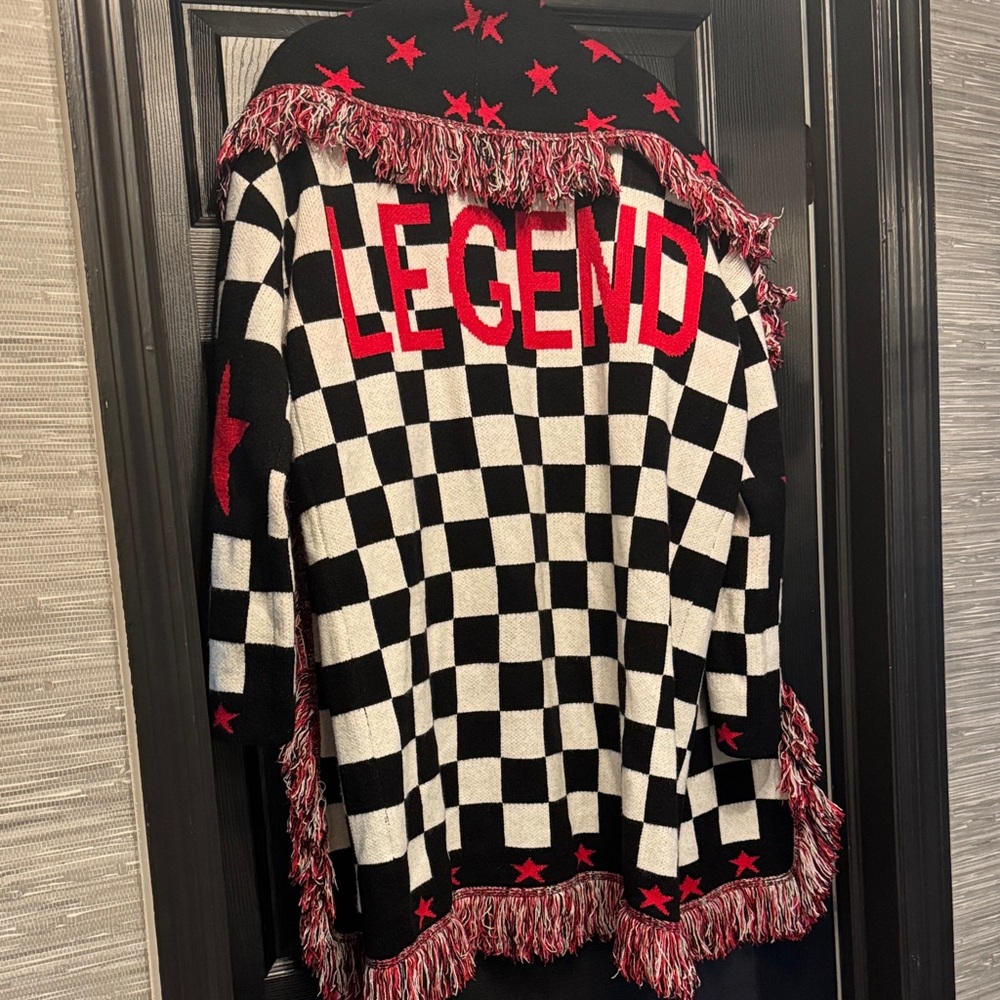 Dressed in LALA Black and Red Luxe Fringe Legend Cardigan